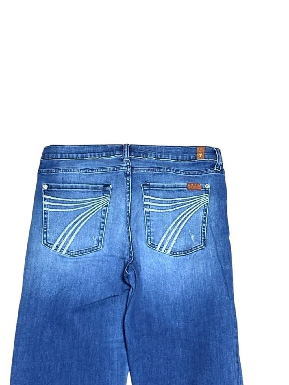7 For All Mankind Dojo Jeans Mid Rise Flare Lake Blue 2000s Trend - Picture 5 of 7